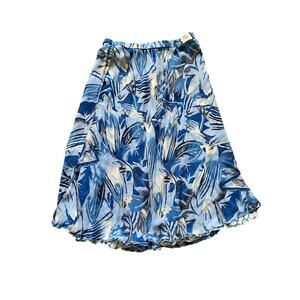 Vtg 90's/Y2K Sarah Arizona Blue Patterned REVERSIBLE Chiffon Pull On Midi Skirt